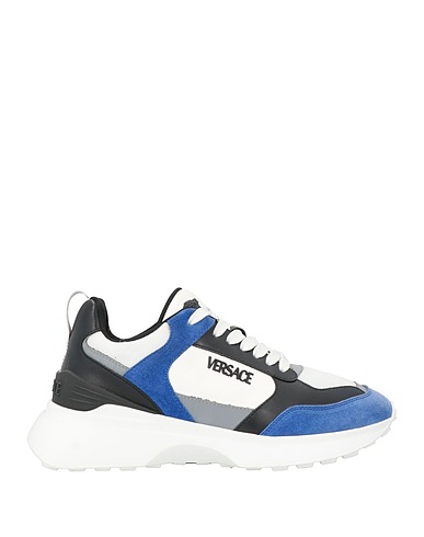 VERSACE Sneakers Blue Calfskin, Textile fibers