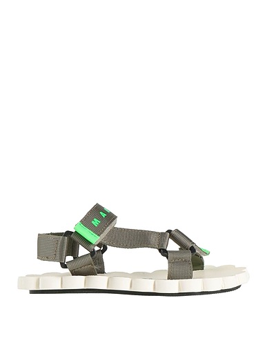 MARNI Sandals Military green Textile fibres, Leather