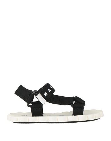 MARNI Sandali Nero Fibre tessili, Pelle