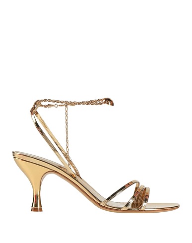 FERRAGAMO Sandals Gold Leather, Metal