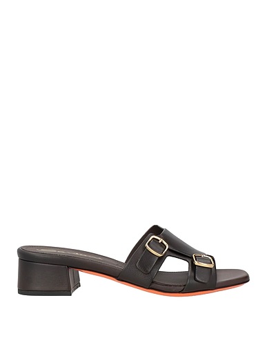 SANTONI Sandals Dark brown Leather