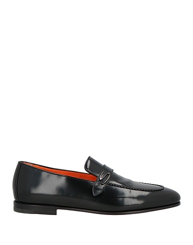 SANTONI Loafers Black Leather