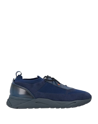 SANTONI Sneakers Navy blue Textile fibres, Leather