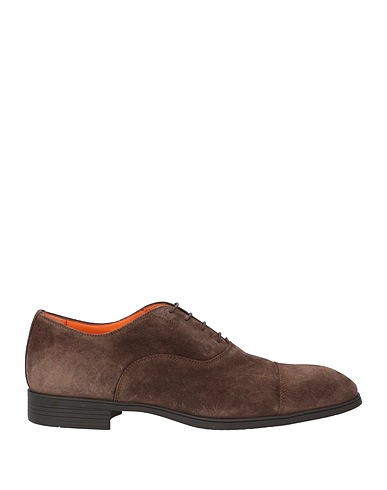 SANTONI Laced shoes Dark brown Leather