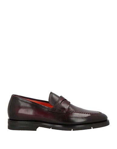 SANTONI Loafers Burgundy Leather