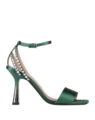 ALBERTA FERRETTI Sandals Dark green Textile fibers