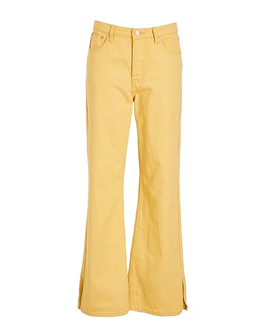 8 by YOOX Denim trousers ORGANIC COTTON DENIM SPLIT HEM STRAIGHT-LEG JEANS
 Pastel yellow 100% Organic cotton