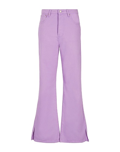8 by YOOX Denim trousers ORGANIC COTTON DENIM SPLIT HEM STRAIGHT-LEG JEANS
 Lilac 100% Organic cotton
