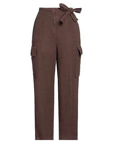 CARACTÈRE Casual trouser Dark brown 100% Linen