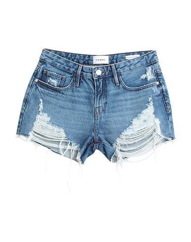 FRAME Denim shorts Blue 97% Organic cotton, 3% Elastane