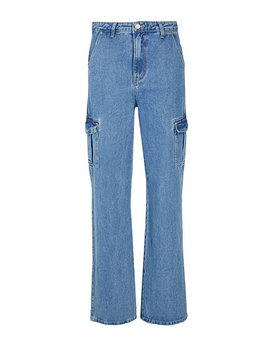 8 by YOOX Denim pants ORGANIC COTTON DENIM WIDE-LEG CARGO PANTS
 Blue 100% Organic cotton
