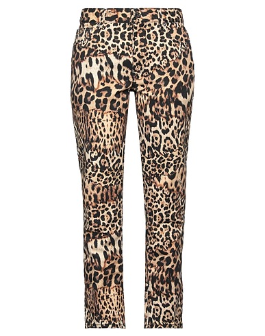 JUST CAVALLI Casual trouser Sand 98% Cotton, 2% Elastane, Bovine leather
