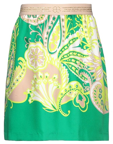 TRUE ROYAL Mini skirt Green 100% Silk