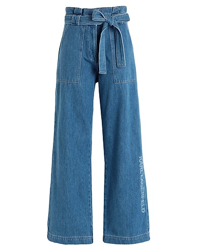 KARL LAGERFELD Denim pants PAPERBAG WAIST DENIM PANTS
 Blue 100% Cotton