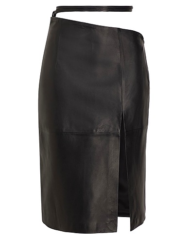 8 by YOOX Gonna midi LEATHER HIGH-WAIST CUT-OUT MIDI SKIRT
 Nero 100% Pelle di agnello