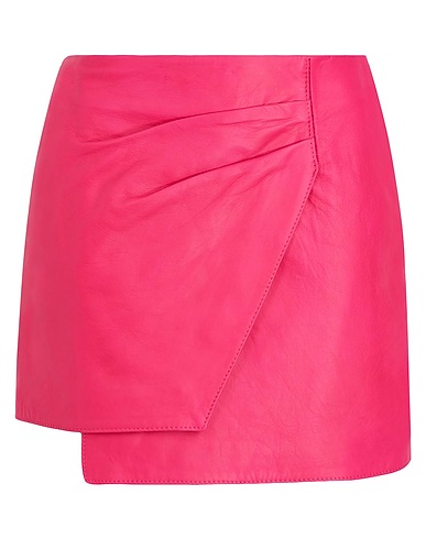 8 by YOOX Mini skirt LEATHER WRAP MINI SKIRT
 Magenta 100% Lambskin