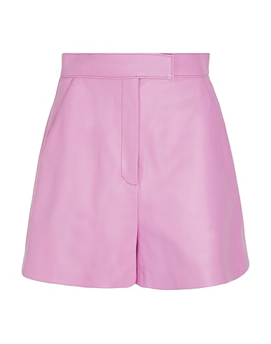 8 by YOOX Leather trouser LEATHER HIGH-WAIST BERMUDA SHORTS
 Pink 100% Lambskin
