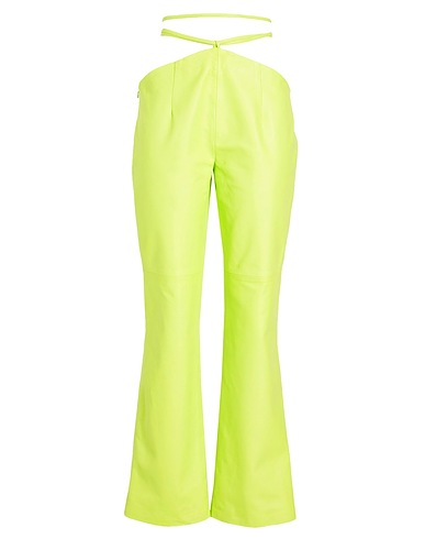 8 by YOOX Casual trouser LEATHER HIGH-WAIST CUT-OUT PANTS
 Lime green 100% Lambskin