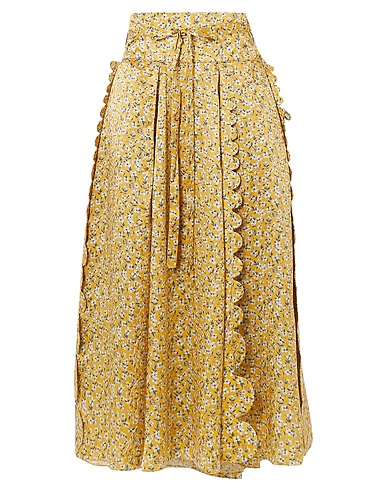 HORROR VACUI Midi skirt Mustard 100% Silk