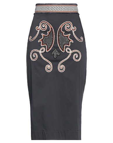 SIMONA CORSELLINI Midi skirt Black 79% Cotton, 18% Polyamide, 3% Elastane