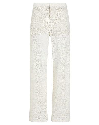 8 by YOOX Casual pants LACE WIDE-LEG PANTS Ivory 42% Cotton, 33% Viscose, 24% Polyamide, 1% Polyester