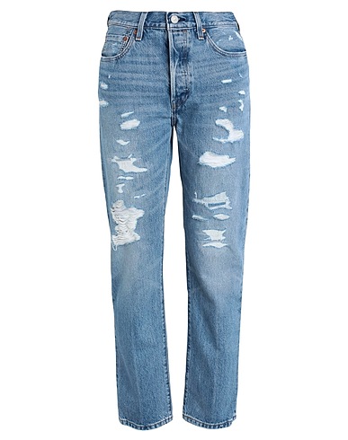 LEVI'S Denim trousers 501 JEANS FOR WOMEN - WORN IN  Blue 100% Cotton