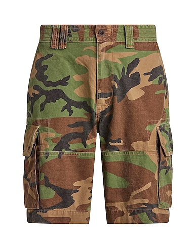 POLO RALPH LAUREN Shorts & Bermuda 10.5-INCH CLASSIC FIT CAMO CARGO SHORT
 Military green 100% Cotton