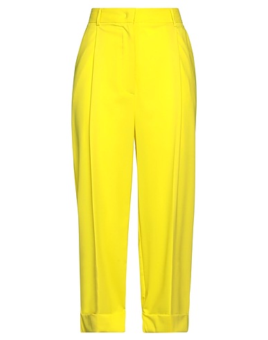 BRIAN DALES Casual pants Yellow 98% Wool, 2% Elastane