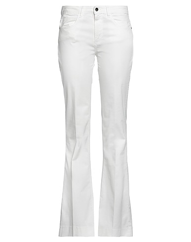 KAOS JEANS Casual pants White 98% Cotton, 2% Elastane