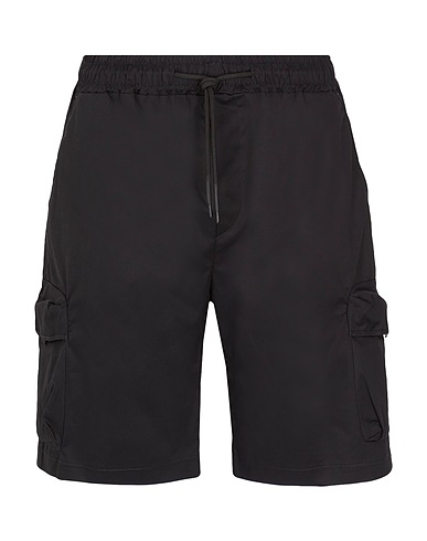 8 by YOOX Shorts & Bermuda COTTON WAISTBAND CARGO SHORTS
 Black 97% Cotton, 3% Elastane
