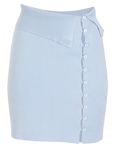 8 by YOOX Mini skirt VISCOSE BLEND FOLDED WAIST SKIRT
 Sky blue 73% Viscose, 27% Recycled polyamide