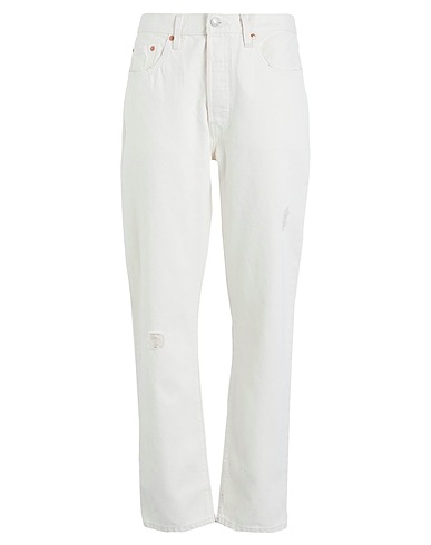 LEVI'S Denim trousers 501 CROP Ivory 100% Cotton