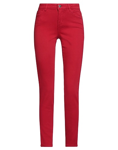 MORGAN DE TOI Denim trousers Red 62% Cotton, 32% Polyester, 4% Viscose, 2% Elastane