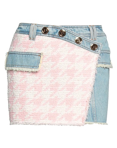 BALMAIN Denim skirt Blue 100% Cotton, Polyamide, Polyester, Viscose, Acrylic