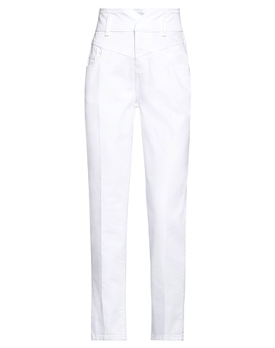 LIU •JO Denim trousers White 98% Cotton, 2% Elastane