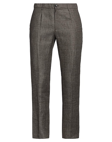 MICHAEL COAL Casual pants Dark brown 58% Linen, 42% Virgin Wool