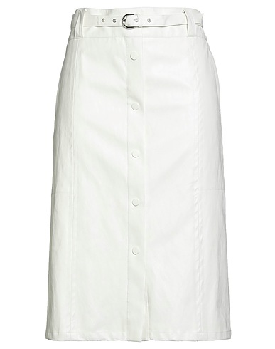 TWINSET Midi skirt Off white 75% Viscose, 14% Polyester, 7% Cotton, 4% Metal