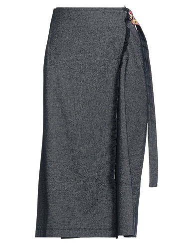 ALPHA STUDIO Midi skirt Blue 70% Cotton, 15% Linen, 15% Polyester