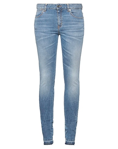 JUST CAVALLI Denim trousers Blue 90% Cotton, 8% Elastomultiester, 2% Elastane, Bovine leather