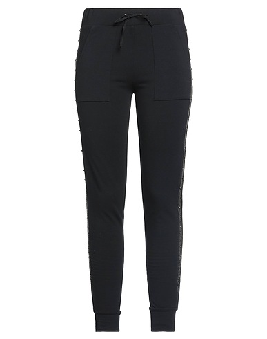 SIMONA CORSELLINI Casual pants Black 93% Cotton, 7% Elastane