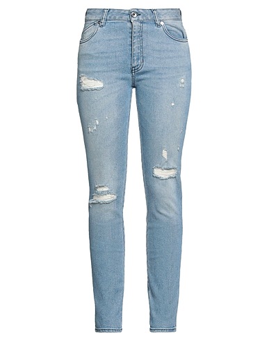JUST CAVALLI Denim trousers Blue 98% Cotton, 2% Elastane, Cow leather, Glass