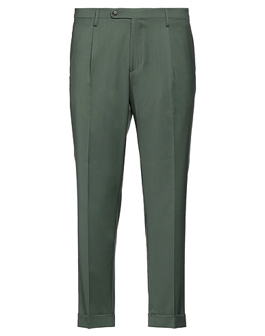 MICHELE CARBONE Casual pants Dark green 100% Virgin Wool