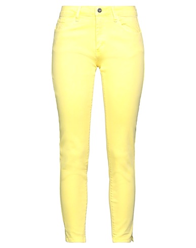 NO SECRETS Denim trousers Yellow 97% Cotton, 3% Elastane