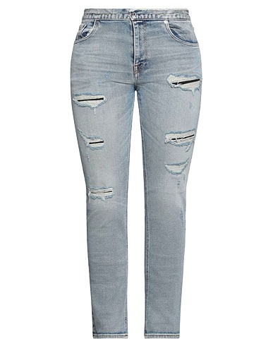 JUST CAVALLI Denim trousers Blue 99% Cotton, 1% Elastane, Cow leather
