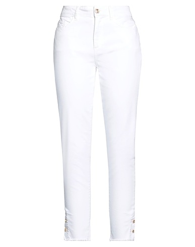 LIU •JO Denim trousers White 98% Cotton, 2% Elastane