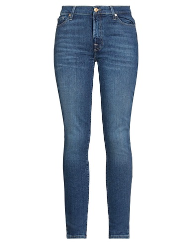 7 FOR ALL MANKIND Denim trousers Blue 97% Cotton, 3% Elastane, Swarovski® Pearl