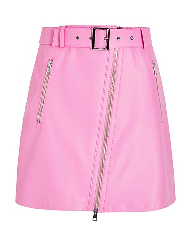 8 by YOOX Mini skirt LEATHER BIKER MINI SKIRT
 Pink 100% Lambskin