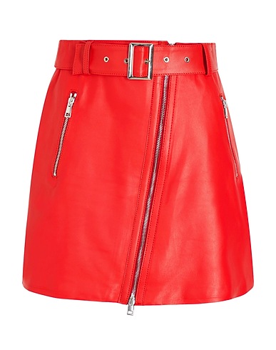 8 by YOOX Minigonna LEATHER BIKER MINI SKIRT
 Rosso 100% Pelle di agnello