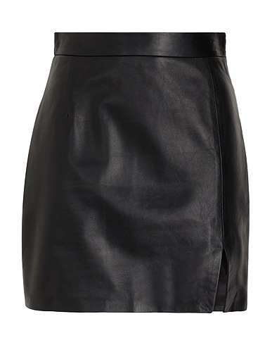 8 by YOOX Minigonna LEATHER FRONT SLIT MINI SKIRT
 Nero 100% Pelle di agnello
