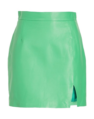 8 by YOOX Mini skirt LEATHER FRONT SLIT MINI SKIRT
 Green 100% Lambskin